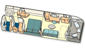 Disney Cruise Line Deluxe Family Stateroom with Verandah