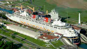 The Disney Wonder passing through the Panama Canal locks 