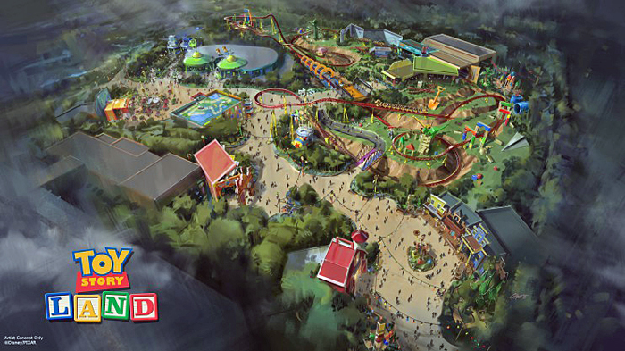 Toy Story Land at Disney’s Hollywood Studios in Florida — The reimagining of Disney’s Hollywood Studios will take guests to infinity and beyond, allowing them to step into the worlds of their favorite films, starting with Toy Story Land. This new 11-acre land will transport guests into the adventurous outdoors of Andy’s backyard. Guests will think they’ve been shrunk to the size of Woody and Buzz as they are surrounded by oversized toys that Andy has assembled using his vivid imagination. Using toys like building blocks, plastic buckets and shovels, and game board pieces, Andy has designed the perfect setting for this land, which will include two new attractions for any Disney park and one expanded favorite. (Disney Parks) 