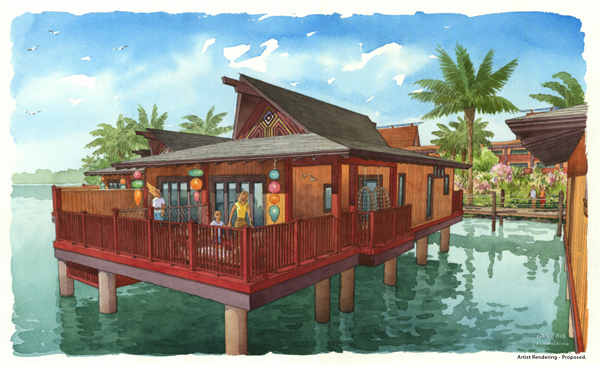 Disney’s Polynesian Villas & Bungalows at Disney’s Polynesian Village Resort will feature 20 Bungalows on Seven Seas Lagoon and 360 Deluxe Studios, the largest at the Walt Disney World Resort. The Bungalows will be the first of this type of accommodation at Disney, sleep up to eight guests, and feature a plunge pool where guests can enjoy views of fireworks over Magic Kingdom Park. This resort will also be the first to have connecting Deluxe Studios. The first phase of Disney’s Polynesian Villas & Bungalows is scheduled to open in 2015. (Disney) 