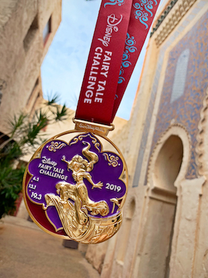 Grant your wishes and race into a whole new world during the Disney Fairy Tale Challenge! Participants completing both the Disney Princess Enchanted 10K and Half Marathon can look forward to earning this shining, shimmering medal celebrating Princess Jasmine from Disney’s “Aladdin.”
